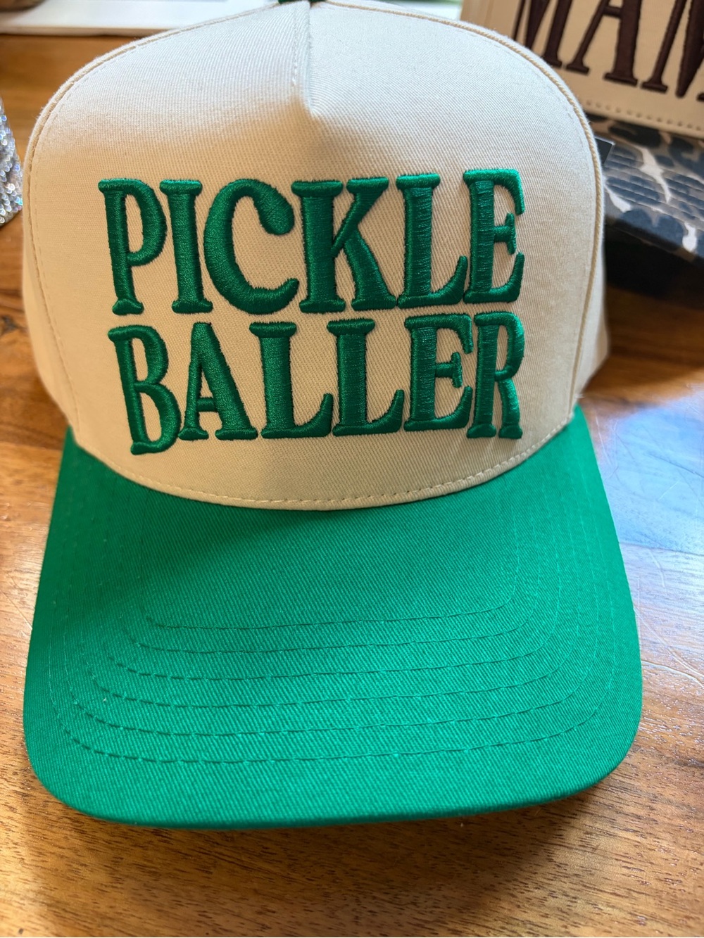 Pickle Baller Green and Cream Trucker Hat